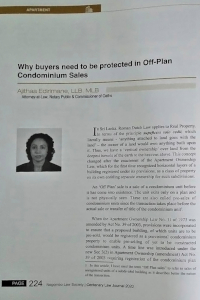 Risks and legal issues of Off-Plan condominium sales